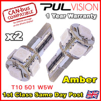 2 - 10 x ERROR FREE CANBUS W5W T10 501 LED SIDE LIGHT BULB 5 SMD - HID WHITE