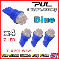 4 X 7 LED 501 T10 W5W SIDELIGHT / NUMBER PLATE / INTERIOR BULBS