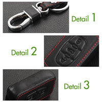 Leather Key Case Holder Bag Keyring Fob Trim For Peugeot 308 408 RCZ Accessories